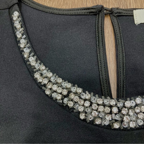 Elegant Little Black Dress with Rhinestone Beaded Neckline Medium - Picture 10 of 13